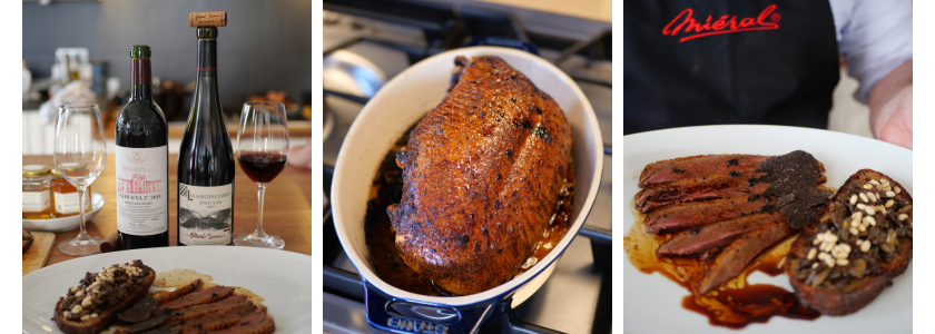 Canette laquée au miel, gratin de céleri et truffes